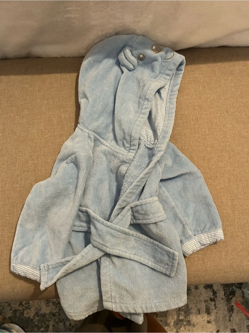 Baby Essentials Light Blue Hooded Infant Bathrobe